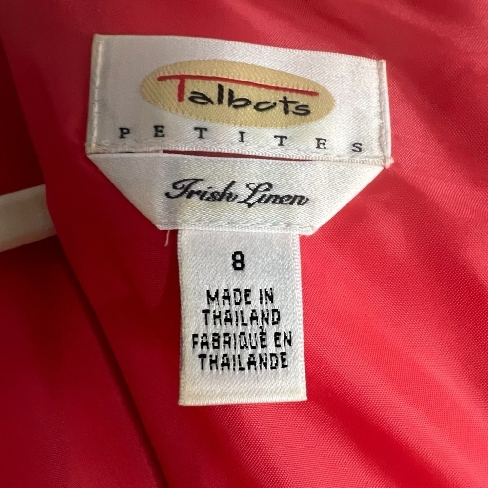Talbots 100% Irish Linen Sheath Dress Fully Lined Coral Size 8 - Picture 8 of 11